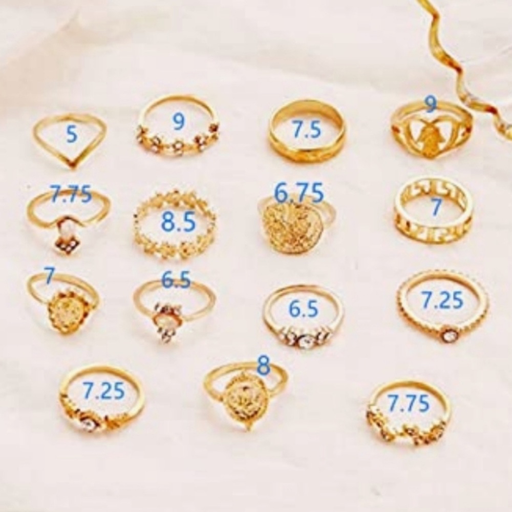 15 Pcs. Gold Boho Chic Stackable Knuckle Rings NWT - Picture 4 of 4